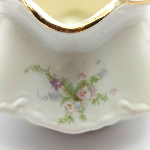 Homer Laughlin Creamer Dainty Floral with Gold Trim Cottage Grandma Cute - Picture 8 of 8